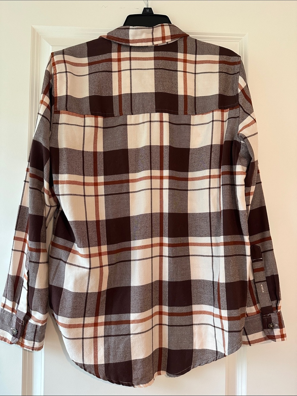 Abercrombie & Fitch Women's Plaid Button-Down Flannel Shirt - Brown, Cream & Tan - Picture 3 of 3